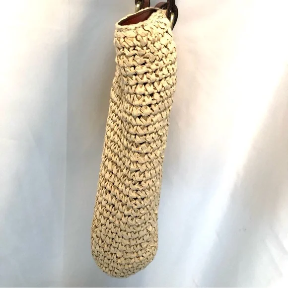 PATRICIA NASH Manarola Tote Purse Paper Rafia w/ Leather Trim - Picture 5 of 10